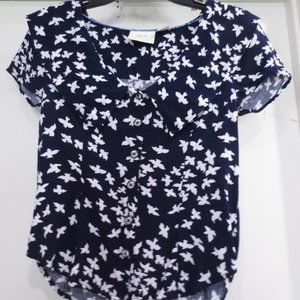 Anthropologie Bird Navy Blouse